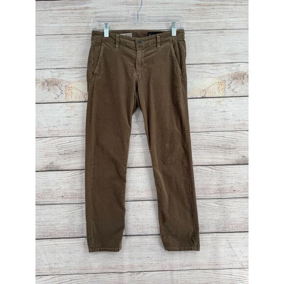 AG Adriano Goldschmied Theory Slim Khaki Crop Corduroy Pants Womens 26 Brown - Picture 1 of 11